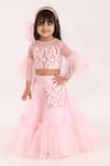 Buy_Lil Angels_Pink Organza, Silk, Net Sequins, Embroidery Lehenga Set _at_Aza_Fashions
