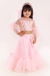 Lil Angels_Pink Organza, Silk, Net Sequins, Embroidery Lehenga Set _Online_at_Aza_Fashions