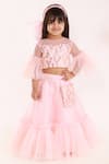 Shop_Lil Angels_Pink Organza, Silk, Net Sequins, Embroidery Lehenga Set _Online_at_Aza_Fashions
