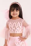 Lil Angels_Pink Organza, Silk, Net Sequins, Embroidery Lehenga Set _at_Aza_Fashions