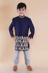 Buy Lil Angels Blue Cotton, Silk Embroidery Ikat Sherwani Set Online at Aza Fashions Buy_Lil Angels_Blue Cotton, Silk Embroidery Ikat Sherwani Set _Online_at_Aza_Fashions