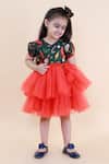 Buy_Lil Angels_Red Silk Printed Dress For Girls_at_Aza_Fashions