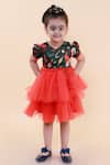 Buy_Lil Angels_Red Silk Printed Dress For Girls_Online_at_Aza_Fashions