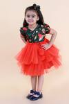 Shop_Lil Angels_Red Silk Printed Dress For Girls_Online_at_Aza_Fashions