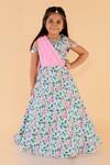 Lil Angels_Blue Printed Gown For Girls_Online_at_Aza_Fashions