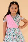 Lil Angels_Blue Printed Gown For Girls_at_Aza_Fashions