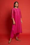 Priti Prashant Pink Cotton Mul And Sheer Thread Lily Bodice Embroidered Kurta Pant Set Online at Aza Fashions Priti Prashant_Pink Cotton Mul And Sheer Thread Lily Bodice Embroidered Kurta Pant Set _Online_at_Aza_Fashions