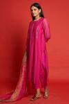 Shop Priti Prashant Pink Cotton Mul And Sheer Thread Lily Bodice Embroidered Kurta Pant Set Online at Aza Fashions Shop_Priti Prashant_Pink Cotton Mul And Sheer Thread Lily Bodice Embroidered Kurta Pant Set _Online_at_Aza_Fashions