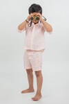 Mr Brat_Pink Linen Shirt And Shorts Set _Online_at_Aza_Fashions