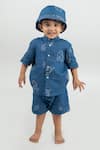 Buy_Mr Brat_Blue Linen Printed Shirt And Shorts Set _at_Aza_Fashions