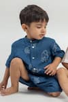 Buy_Mr Brat_Blue Linen Printed Shirt And Shorts Set _Online_at_Aza_Fashions