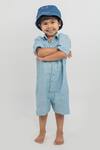 Buy_Mr Brat_Blue Linen Playsuit For Boys_at_Aza_Fashions
