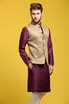 Seven_Beige Linen Nehru Jacket_Online_at_Aza_Fashions