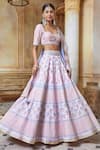 Shop_Aariyana Couture_Pink Lehenga And Blouse Dupion Dupatta Butterfly Net Embroidery Bridal Set _Online_at_Aza_Fashions