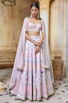 Aariyana Couture_Pink Lehenga And Blouse Dupion Dupatta Butterfly Net Embroidery Bridal Set _at_Aza_Fashions