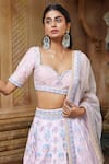 Shop_Aariyana Couture_Pink Lehenga And Blouse Dupion Dupatta Butterfly Net Embroidery Bridal Set _at_Aza_Fashions