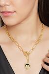 Shop Zariin Gold Plated Gemini Pendant Necklace at Aza Fashions Shop_Zariin_Gold Plated Gemini Pendant Necklace _at_Aza_Fashions