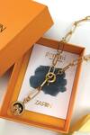 Shop Zariin Gold Plated Gemini Pendant Necklace Online at Aza Fashions Shop_Zariin_Gold Plated Gemini Pendant Necklace _Online_at_Aza_Fashions