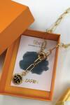 Zariin_Gold Plated Libra Pendant Necklace _at_Aza_Fashions
