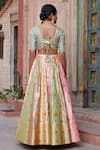 Shop_Weaver Story_Green And Katan & Organza Woven Banarasi Bridal Lehenga Set _at_Aza_Fashions