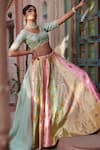 Weaver Story_Green And Katan & Organza Woven Banarasi Bridal Lehenga Set _Online_at_Aza_Fashions