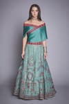 Buy_Jade by Monica and Karishma_Green Organza Blouse And Lehenga Set _at_Aza_Fashions