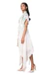 Dev R Nil_White Chanderi Silk Hand Painted Dress_Online_at_Aza_Fashions