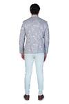 Dev R Nil_Blue Handloom Cotton Hand Painted Bandhgala Set_Online_at_Aza_Fashions