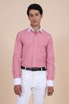 Raghavendra Rathore Blue_Red Cotton Stripe Shirt _at_Aza_Fashions