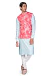 Buy_Dev R Nil_White Silk Embroidered Bundi And Kurta Set_Online_at_Aza_Fashions