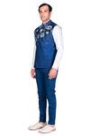 Shop_Dev R Nil_Blue Silk Embroidered Bundi And Shirt Set_Online_at_Aza_Fashions