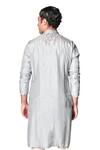 Dev R Nil_Grey Silk Embroidered Kurta Set_Online_at_Aza_Fashions