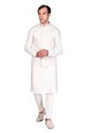 Buy_Dev R Nil_White Handloom Cotton Embroidered Bundi And Kurta Set_Online_at_Aza_Fashions