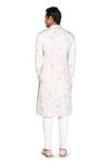 Dev R Nil_White Handloom Cotton Embroidered Sherwani_Online_at_Aza_Fashions