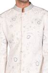 Dev R Nil_White Handloom Cotton Embroidered Sherwani_at_Aza_Fashions