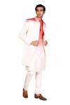 Buy_Dev R Nil_Peach Cotton Embroidered Collar Achkan Set_Online_at_Aza_Fashions