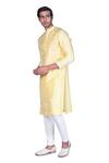 Shop_Dev R Nil_Yellow Chanderi Silk Kurta Set_Online_at_Aza_Fashions