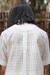 Shop_Ura Maku_White Mulberry Silk Checkered Shirt_at_Aza_Fashions