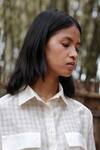 Shop_Ura Maku_White Mulberry Silk Checkered Shirt_Online_at_Aza_Fashions