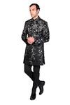 Buy_Dev R Nil_Black Silk Embroidered Bandhgala Set_Online_at_Aza_Fashions