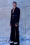 Shop_Line out line_Black Cotton Plain Cut Work Back Blazer  _Online_at_Aza_Fashions