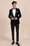 Buy_Raghavendra Rathore Blue_Blue Velvet Plain Tuxedo _at_Aza_Fashions