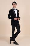 Buy_Raghavendra Rathore Blue_Blue Velvet Plain Tuxedo _Online_at_Aza_Fashions