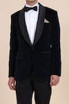 Raghavendra Rathore Blue_Blue Velvet Plain Tuxedo _at_Aza_Fashions