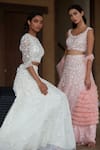 Nadine Dhody_Pink Tulle Embroidery Sequin Round Camalie Lehenga Set _Online_at_Aza_Fashions