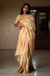 Buy_Priyanka Raajiv_Beige Silk Chanderi Woven Thread Saree _at_Aza_Fashions