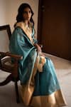 Buy_Priyanka Raajiv_Blue Silk Chanderi Woven Thread Saree_Online_at_Aza_Fashions
