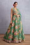 Shop_Torani_Green Lehenga Pure Cotton Silk And Sequin Panna Aastika Bridal Set _at_Aza_Fashions