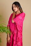 Shop_Dyelogue_Pink Gajji Silk Bandhani Tunic _Online_at_Aza_Fashions