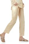 Buy_Ankita_Beige Slub Satin Pant  _Online_at_Aza_Fashions